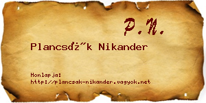 Plancsák Nikander névjegykártya